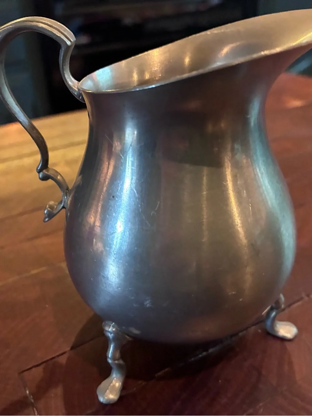 Vintage Pewter Sugar & Creamer Set on Small Tray!